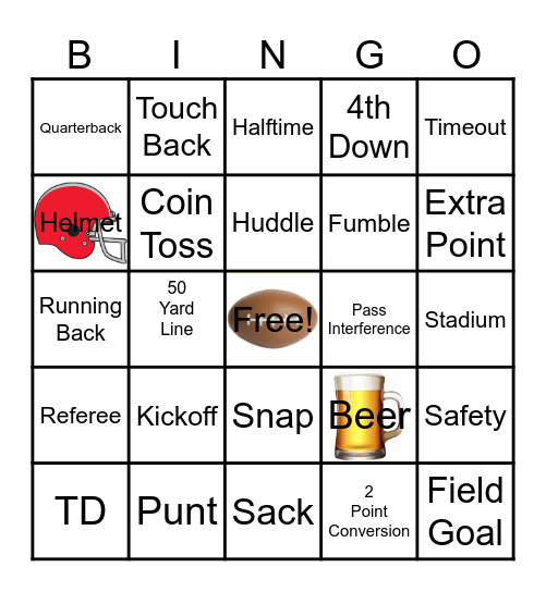 Football Bingo Card