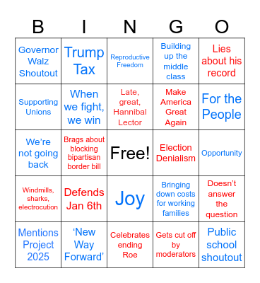 Debate Bingo Card