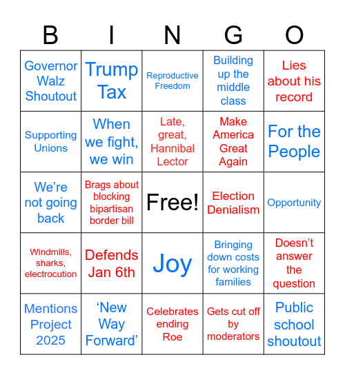 Debate Bingo Card
