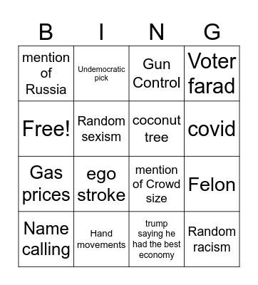 Momala Debate Bingo Card
