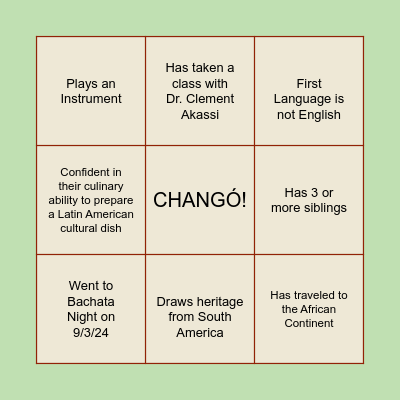 CHANGÓ Ice Breaker Bingo Card