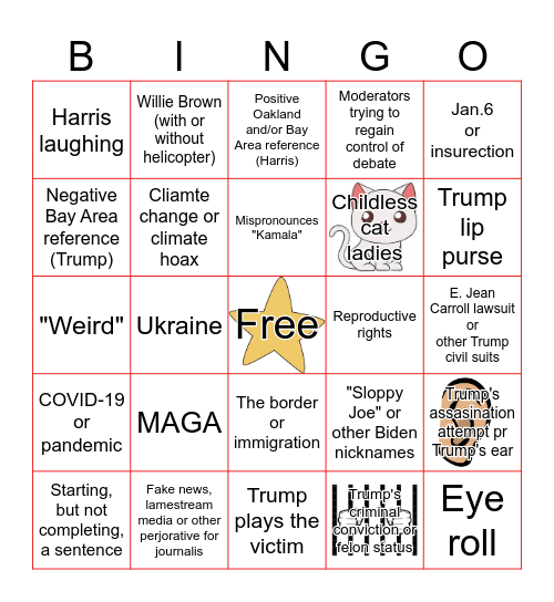 Predisdential Debate Bingo Card