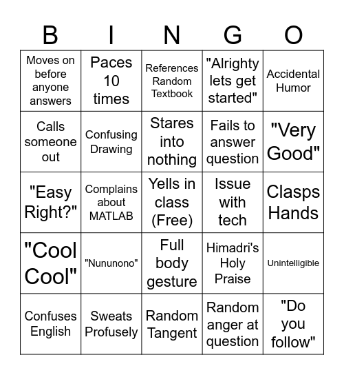 Himadri's 2.0 Bingo Card