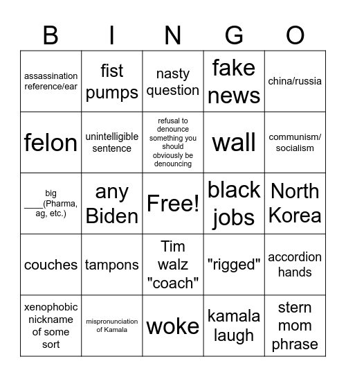 debate bingo Card