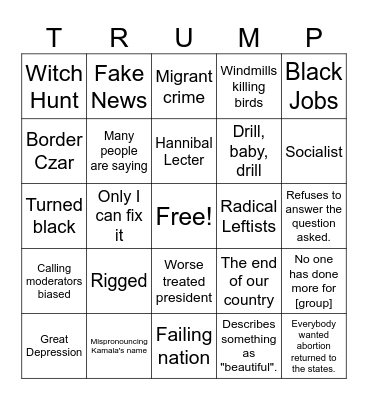 Trump Bingo Card