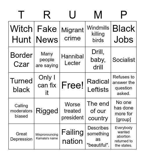 Trump Bingo Card