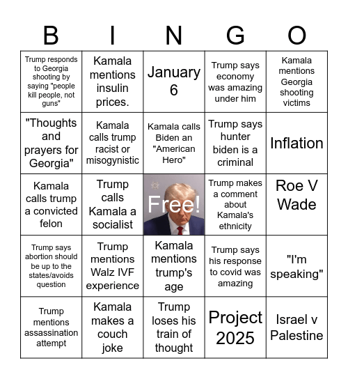 Debate Bingo Card