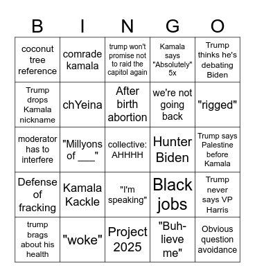 Pres Ball Pt 1 Bingo Card
