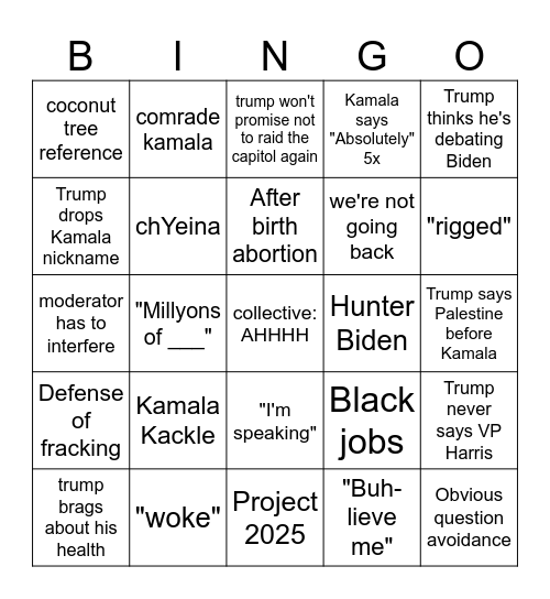 Pres Ball Pt 1 Bingo Card