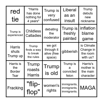 Presidential DeBingo (Part II Trump vs Harris) Bingo Card