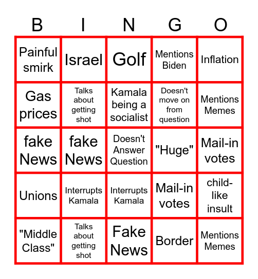 TRUMP Bingo Card