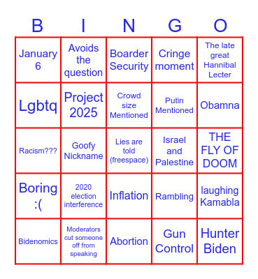Debate 2024 Bingo Card