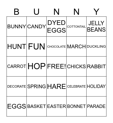 SPRING VACATION Bingo Card