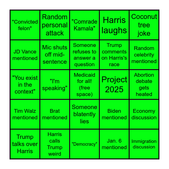 Debate Bingo (totally not stolen from impact) Bingo Card