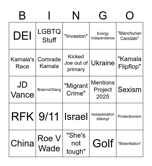 Trump Bingo Card