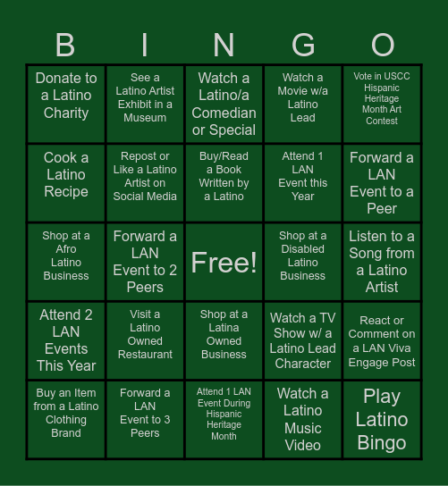 LAN LATINO ALLY BINGO Card