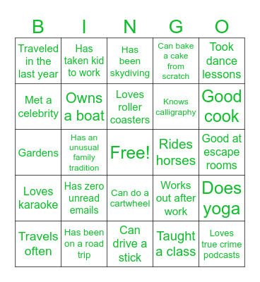 Evergreen Bingo Card