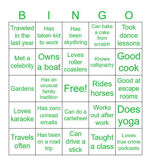 Evergreen Bingo Card