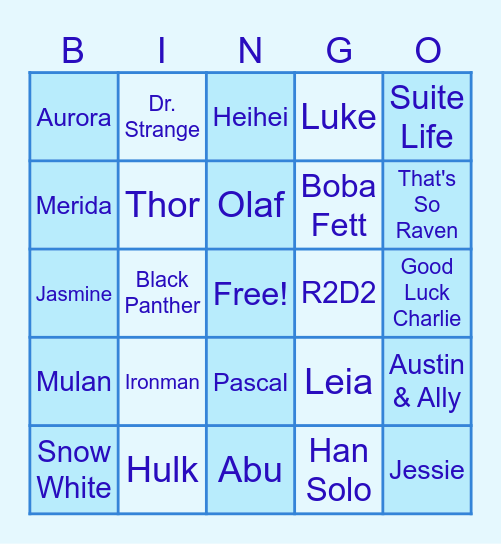 Disney Bingo Card