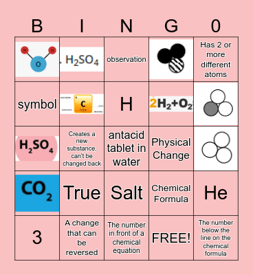 Physical and Chemical Changes Bingo Card
