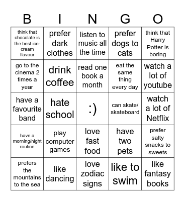 Hello! Bingo Card