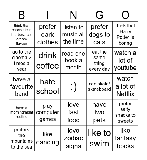 Hello! Bingo Card