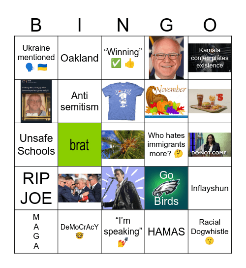 The Debate to Never Forget Bingo Card