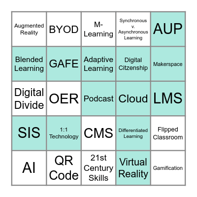 Technology Vocab Bingo Card