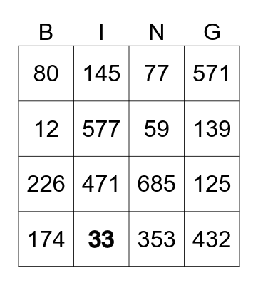 Birthday Bingo Card