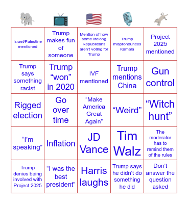 Debate Bingo Card