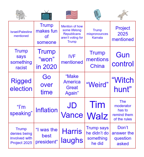 Debate Bingo Card