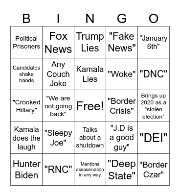 Debate Bingo Card