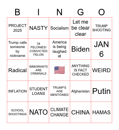 Presidential Debate Bingo - Sept.10, 2024 Bingo Card