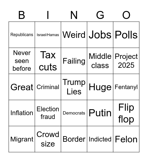 Debate Bingo Card