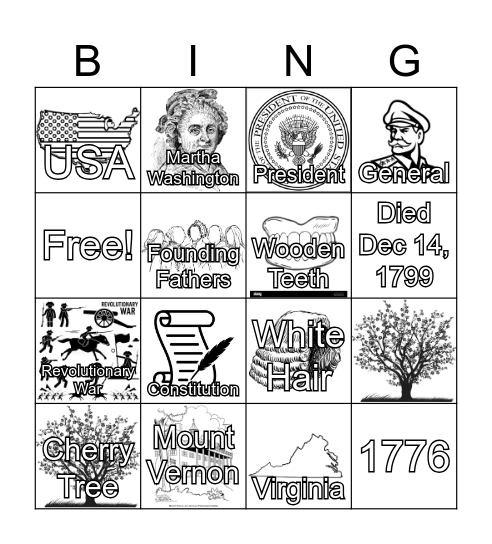 George Washington Bingo Card