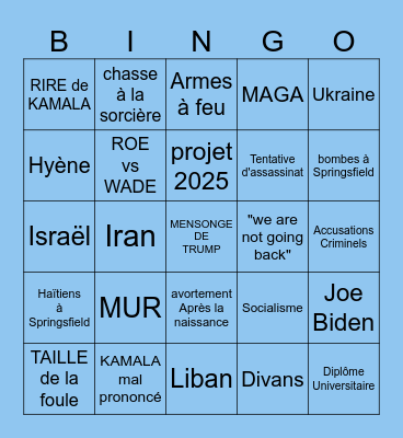 TRUMP vs HARRIS Bingo Card