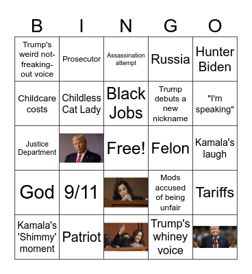 2024 Debate Bingo Card