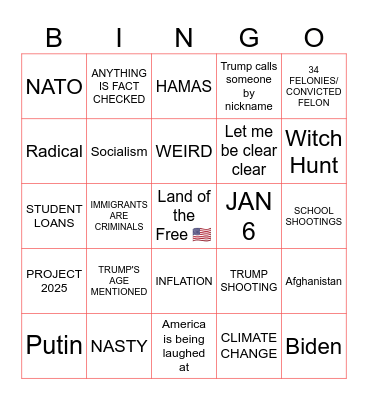 Presidential Debate Bingo - Sept.10, 2024 Bingo Card