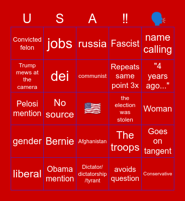 🦅🇺🇲🇺🇲DEBATE BINGO 🇺🇲🇺🇲🦅 Bingo Card