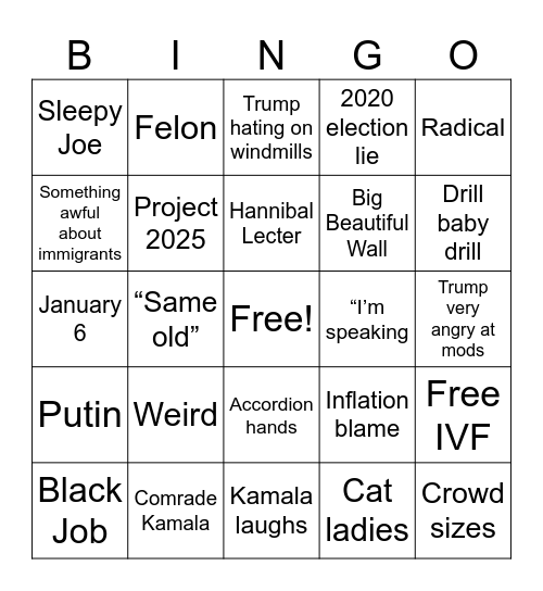 9/10 debate bingo Card
