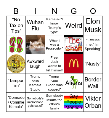 Pain and Misery (2024 Debate Bingo Card) Bingo Card