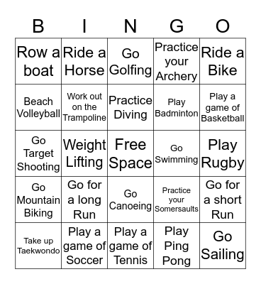 2016 Olympics Bingo Card