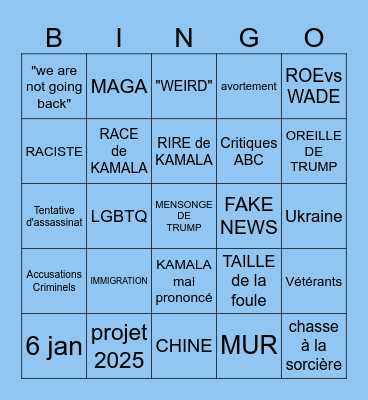 TRUMP vs HARRIS Bingo Card