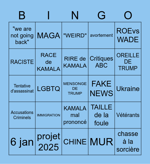 TRUMP vs HARRIS Bingo Card