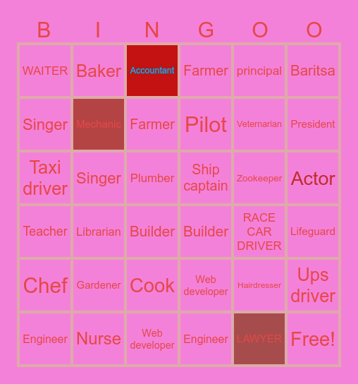 Trabajos Bingo Card
