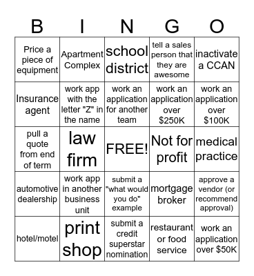 Credit Appreciation Week Bingo Card