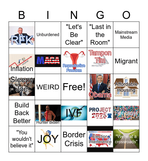 Trump Harris Debate #1 Bingo Card