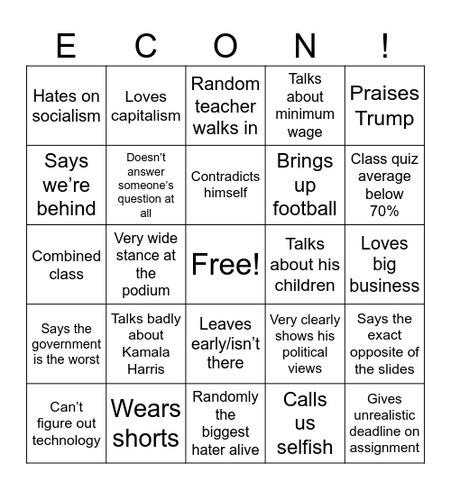 Mr. Viele Bingo Card