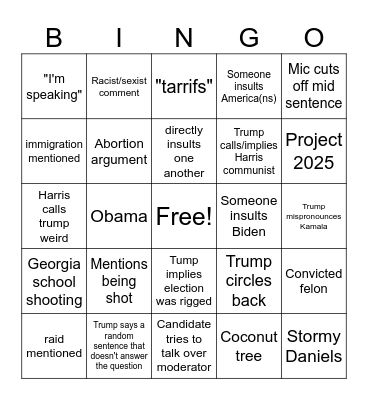Clown show Bingo Card