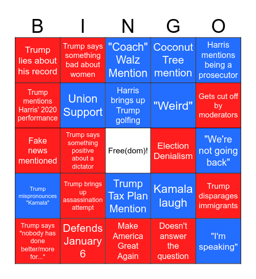 Debate Bingo Card